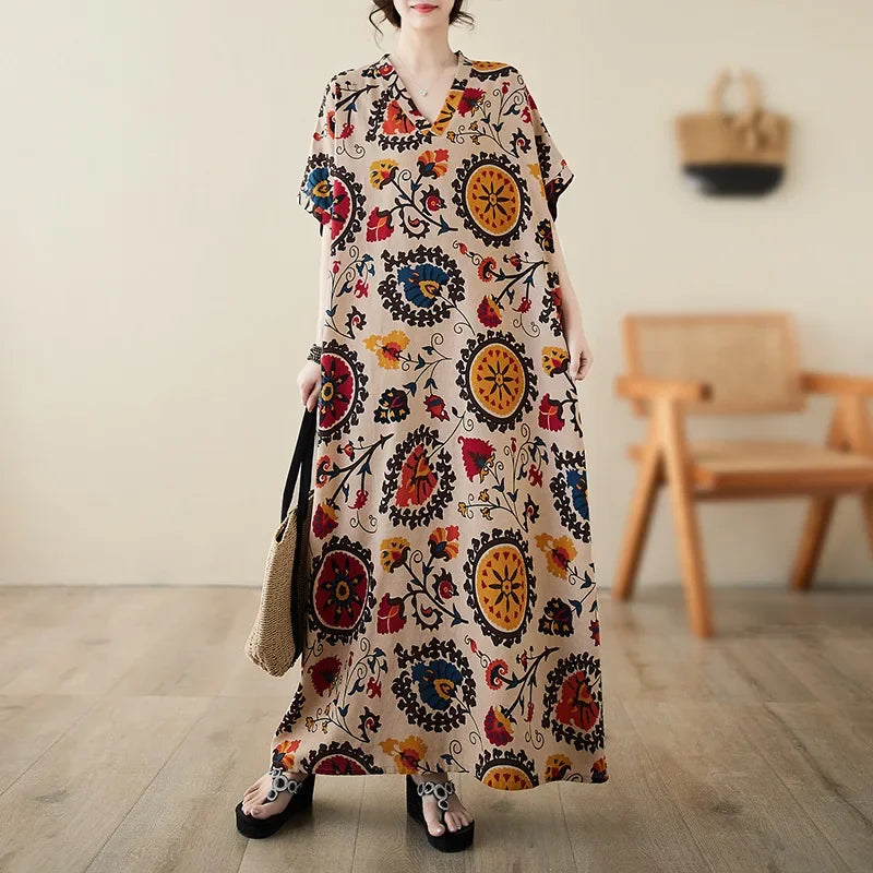 Summer Dress for Women Clothing Streetwear Ethnic Style Bohemian Beach Vintage Clothes Casual Fashion Harajuku Loose Streetwear
