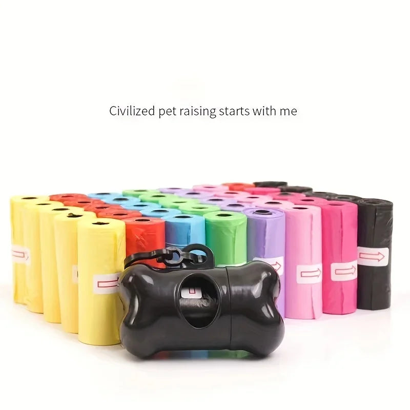 Random Color Cartoon Paw Graphic Dog Poop Bags Pet Poop Bags Leak-Proof Dog Waste Bags For Pet Supplies