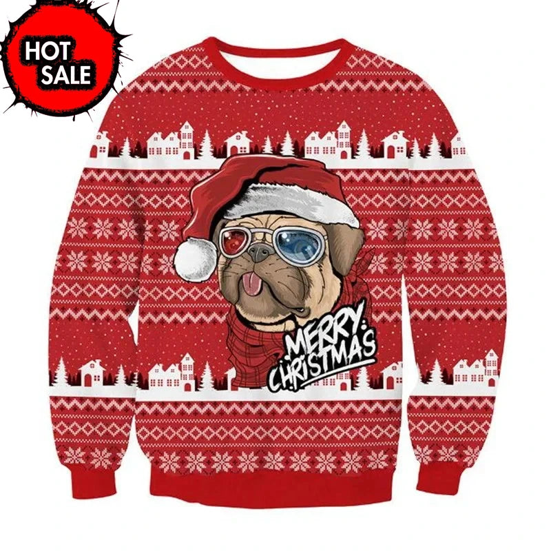 New Mens Christmas Jumper Sweatshirt Funny Humping Reindeer Climax Tacky Ugly Xmas Sweater Tops Couple Crew Neck Party Sweaters