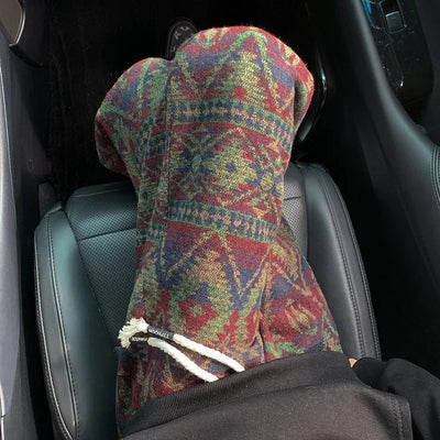 Wide leg pants Men's Vintage Geometric Knitted jacquard pants Casual Straight  Pants Ethnic Tribal Style Winter Trousers man