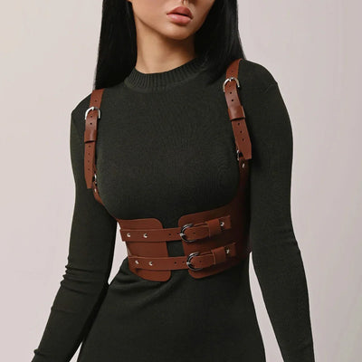 Women Trend Punk Corset Belt Decoration Street Style Wide Waistband corset Harness Leather Belt Gothic Clothing Accessorie
