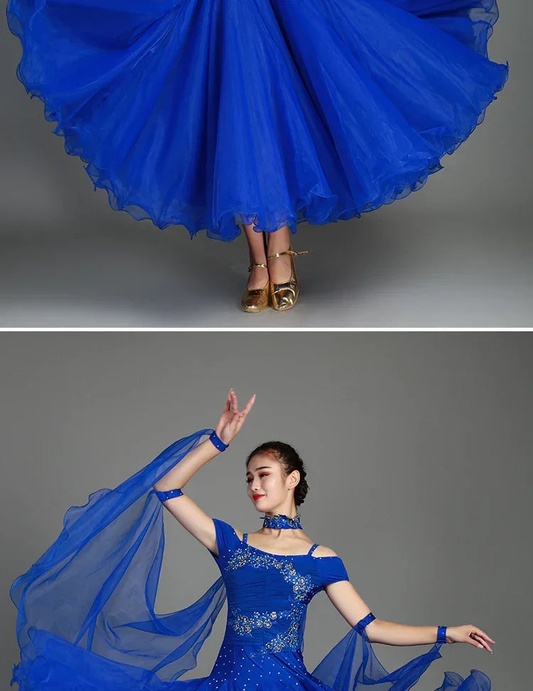 2025 Newest Woman Ballroom Dance Competition Dress Dance Ballroom Waltz Standard Dance Dress Women Ballroom Dress 009