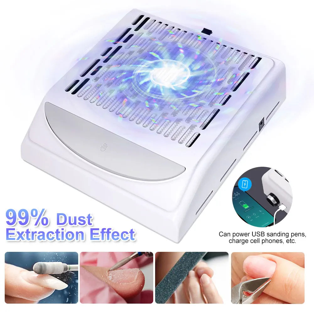 Powerful Nail Dust Vacuum Professional Nail Dust Collector with Reusable Filter Reduces Dust Nail Salon Tools