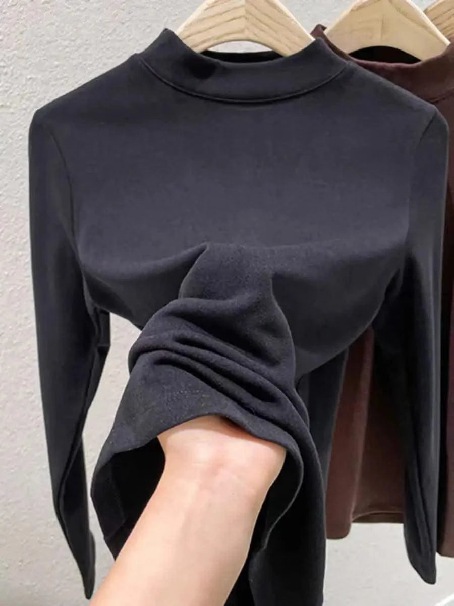 Thermal Underwear Long Sleeve T-shirt Women Cropped Tops