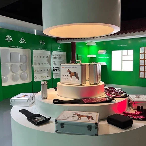 White horse-themed red light therapy pad with black accents