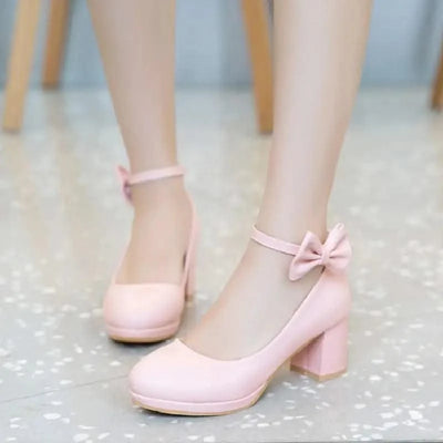 Girl's Fashion Bow Thick Heel Shallow High Heel Shoes |  Platform Pumps For Party, Wedding 30-43 | Kids, Children Fashion