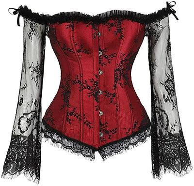 Women's Corset Gothic Style Corsets Lace-up Bustier with Sleeves Breathable Bodyshaper Corsetto Medieval Dance Party Costumes