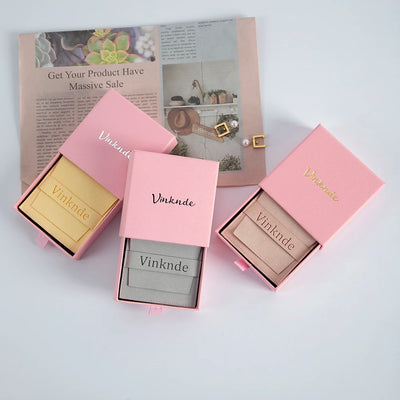 Custom Logo Luxurious Jewellery Packaging Pouch Printed Cardboard Drawer Box Fashion Jewelry Rings Packaging Box With Suede Bag