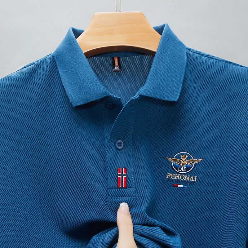 Short Sleeved Polo Shirt for Men in Summer 2025, New Business Casual Wrinkle Resistant Half Sleeved Lapel T-shirt, Loose and Iro