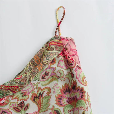 Women's Slip Dress 2024 New Fashion Summer Patchwork Print Backless Dresses for Women Casual Chic Ladies Midi Dress