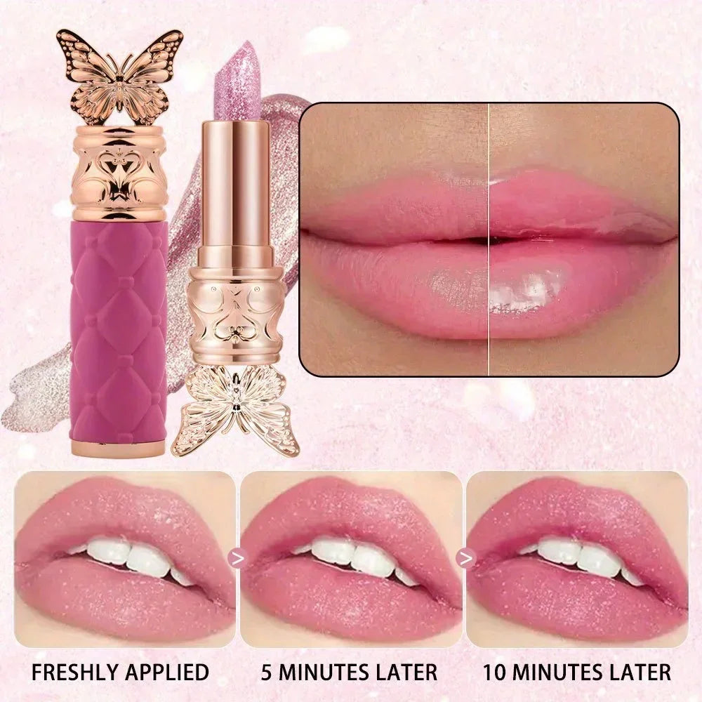 Hua Fei Butterfly Dance Pearlescent Color Changing Lipstick Moisturizing Moisturizing Not easy to take off makeup Lip gloss