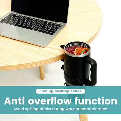 Large Desk Cup Holder Universal Adjustable Leak Proof Clip On Table Cup Holder Adjustable Coffee Mug Headphone Organizer for Des