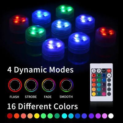 LED RGB Underwater Lights with Remote Control Submersible Light Waterproof For Fish Tank Swimming Pool Wedding Party Lamp