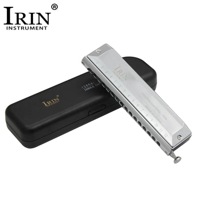 IRIN Harmonica 12/16-Hole 48/64-Note Chromatic Harmonica Semitones Mouth Organ Professional Harmonica Woodwind Instrument