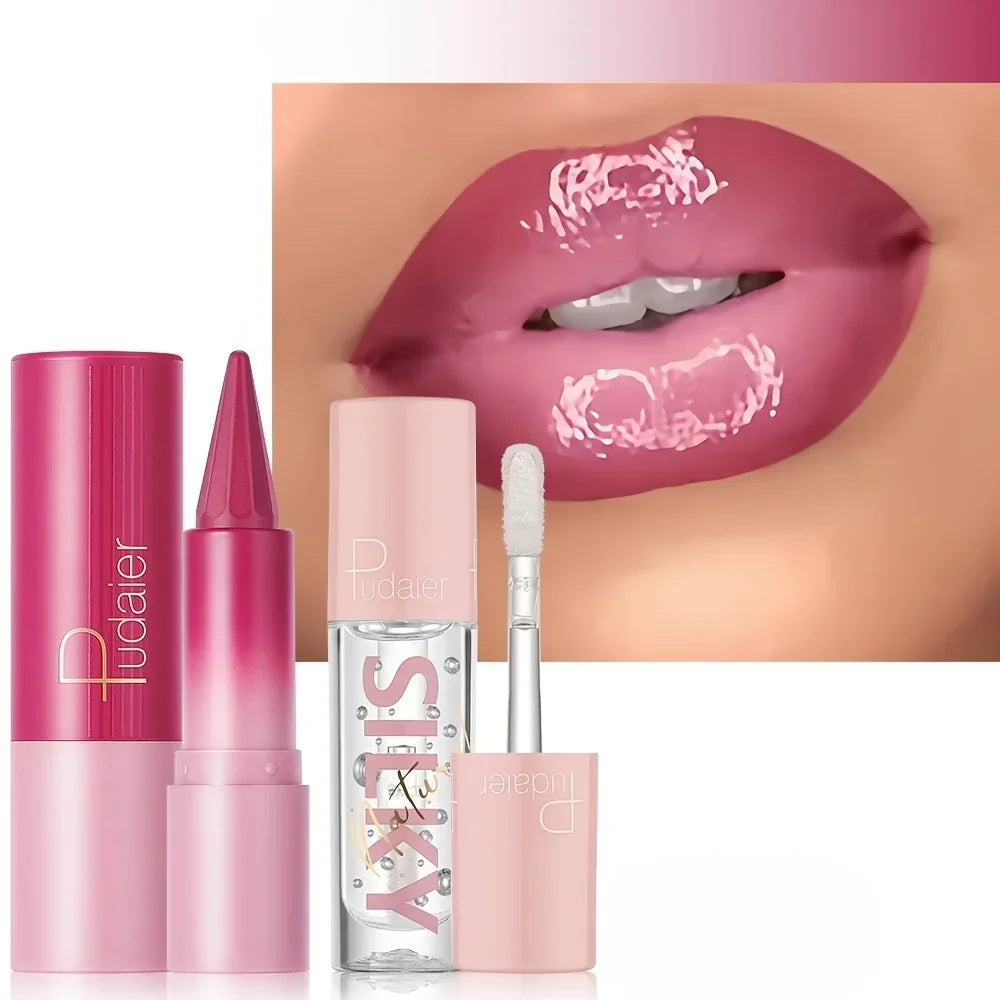Silky Smooth Lipstick & Nourishing Lip Oil Set - Create Versatile Stunning Looks with Long-Lasting Hydration - Ideal for Effortl