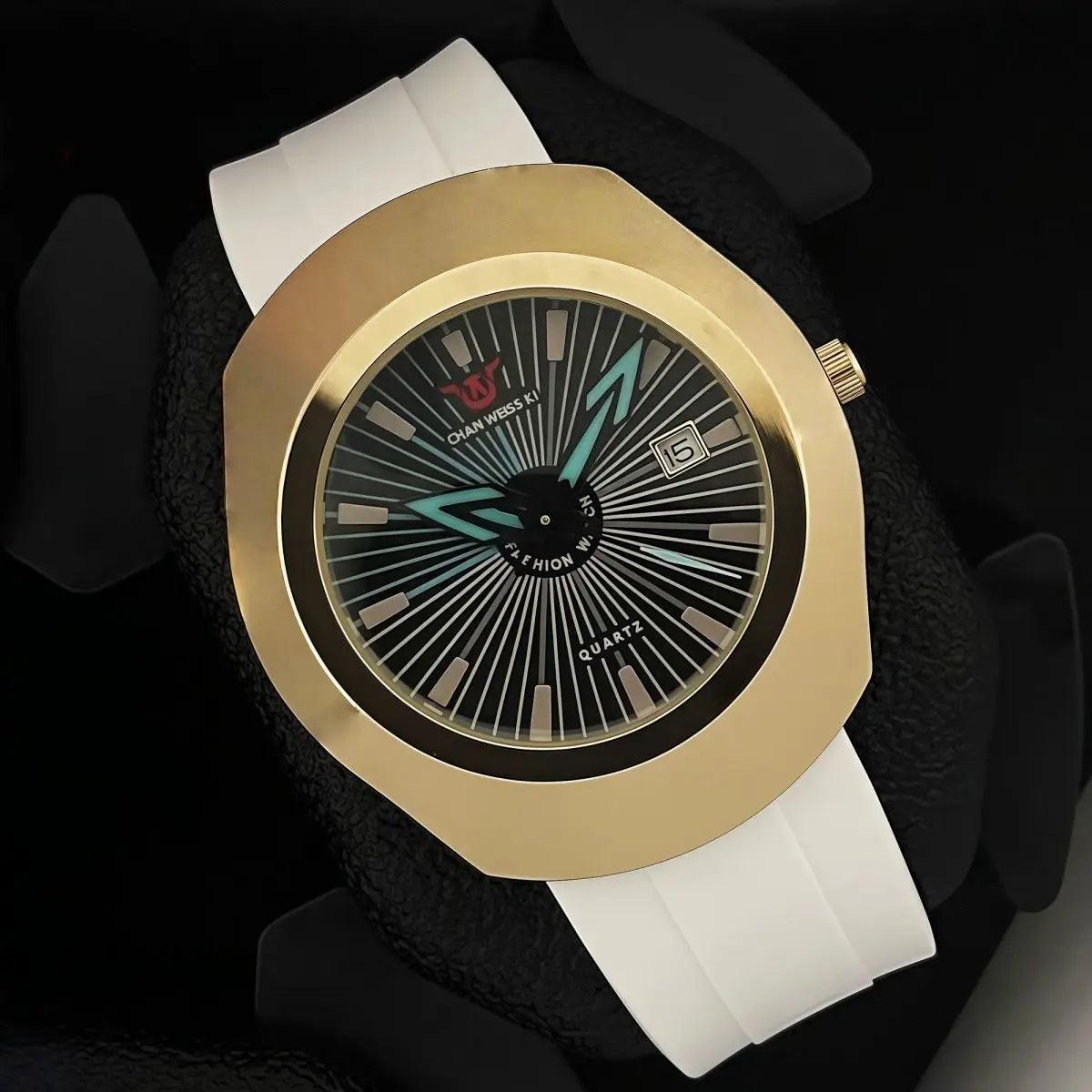 Premium high-end fashion quartz men’s watch – waterproof date display comfortable imported rubber strap