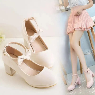 Girl's Fashion Bow Thick Heel Shallow High Heel Shoes |  Platform Pumps For Party, Wedding 30-43 | Kids, Children Fashion