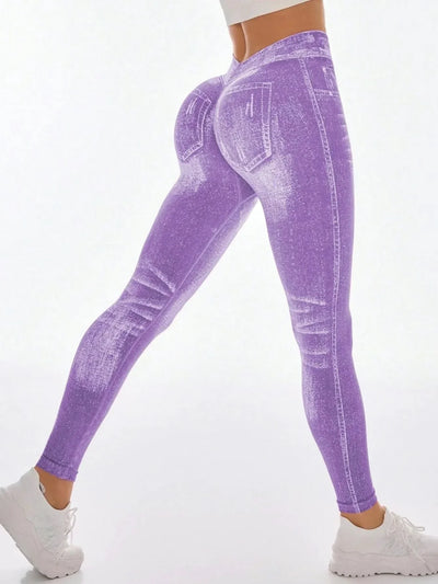 Women V Back Gym Leggings Faux