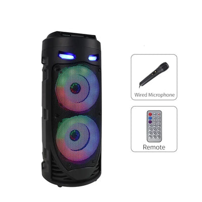 Bluetooth Wireless Speaker Stereo Speaker Support USB/TF/AUX/FM/BT/MIC Loud Boombox Speaker with Bass Lights for Outdoor Party
