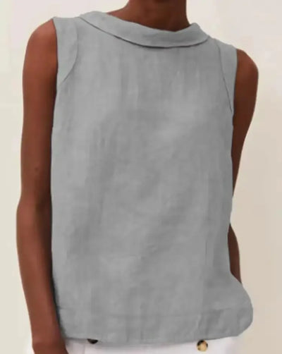 Solid Linen Women's Office Tops