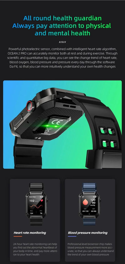 LOKMAT OCEAN 2 Pro Smart Watch Waterproof Bluetooth Calls Smartwatches 1.85 inch Touch Screen Heart Rate Monitor Fitness Tracker