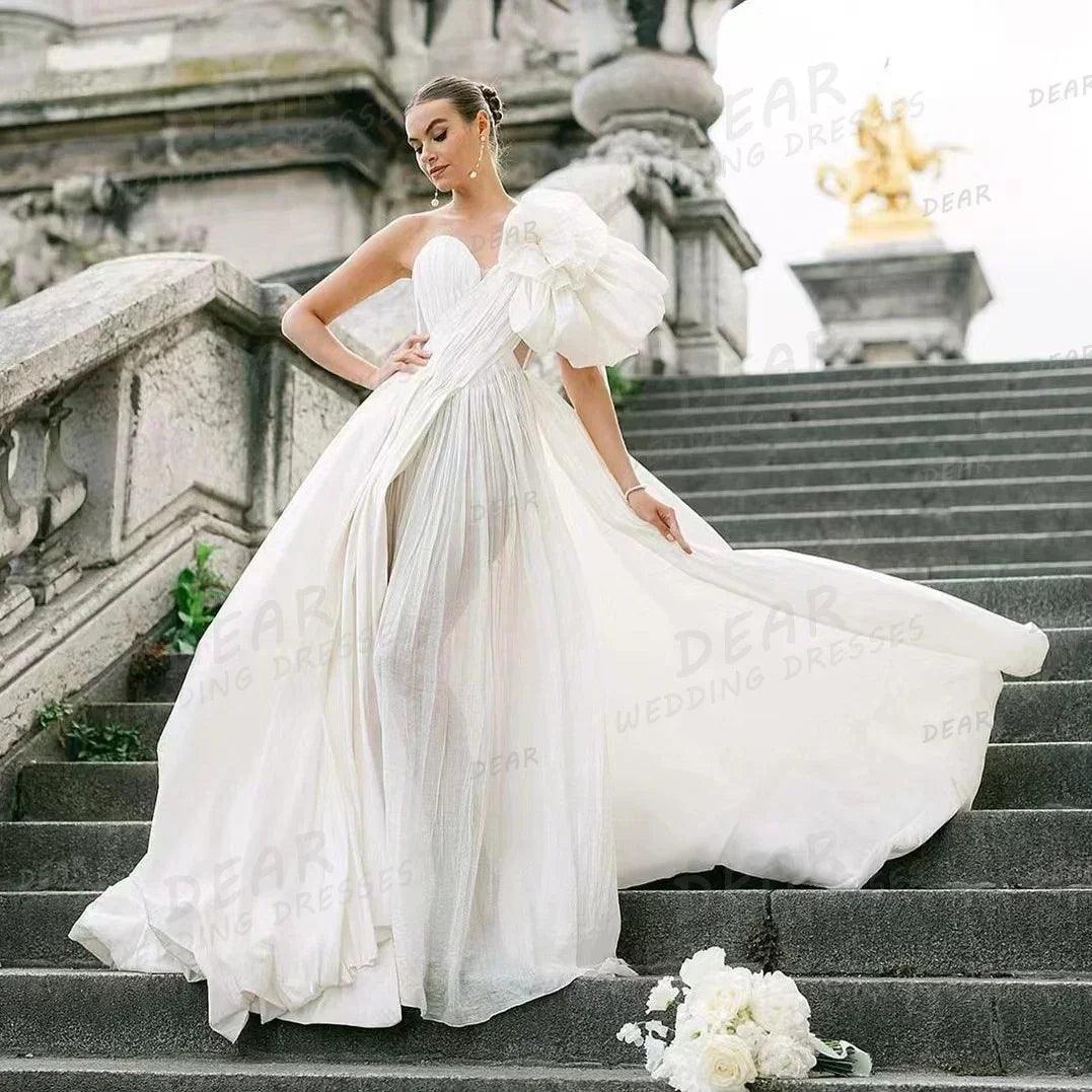 3-d flower wedding dresses woman