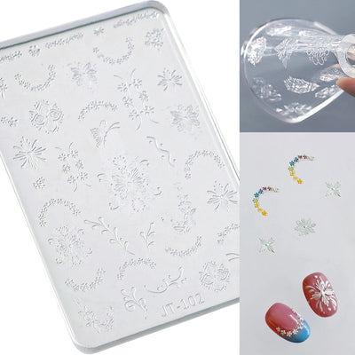 Geometric Bowknot Grid Lace Flora Edge Nail Art Silicone Carving Mold Mould Star Daisy Flower Charms Bow Tie Snowflake Template