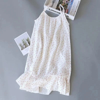 Summer Cotton Dresses Women 100% Crepe Nightgowns Sleepwear