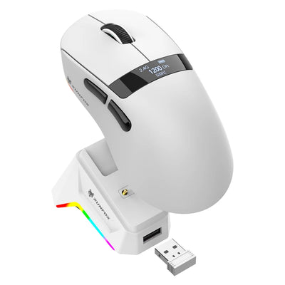 59g Superlight Wireless Gaming Mouse with Magnetic RGB Charging Dock，BT/2.4G Wireless/Wired Mouse, 22000 DPI，5 Programmable Butt