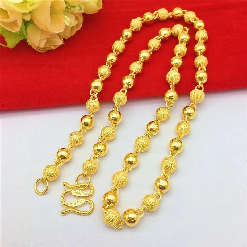 Luxury 18k gold necklace for men women thick yellow wedding engagement anniversary beads chain jewelry gifts