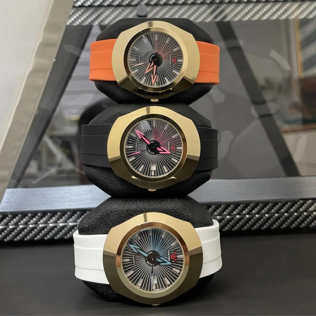 Premium high-end fashion quartz men’s watch – waterproof date display comfortable imported rubber strap