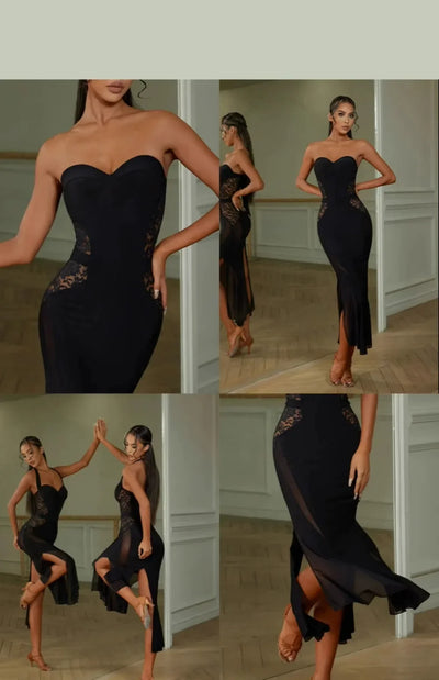 UK Latin Dance Dress-Vintage Style Practice Dress with Built-in Underwear&Elegant Design for Women Ballroom dance costumes