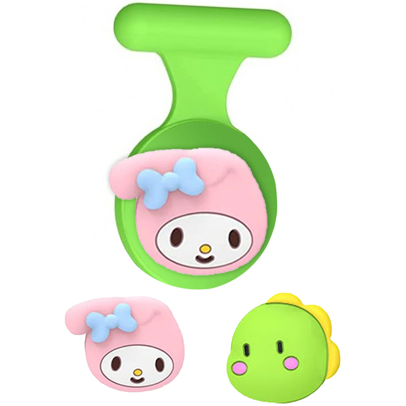 Green and pink My Melody silicone wrist strap with bow for AirTag holder