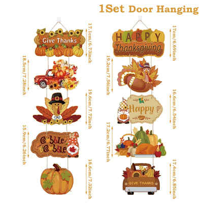 Happy Thanksgiving Day Door Banner Autumn Vine Wreath Dwarf Doll Ornament Gnomes Decorations for Home Tiered Tray Tabletop Decor