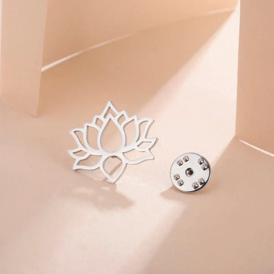 Dawapara Mandala Lotus Flower Brooch Lapel Pin Buddhism Spiritual Jewelry Fashion Stainless Steel Accessories