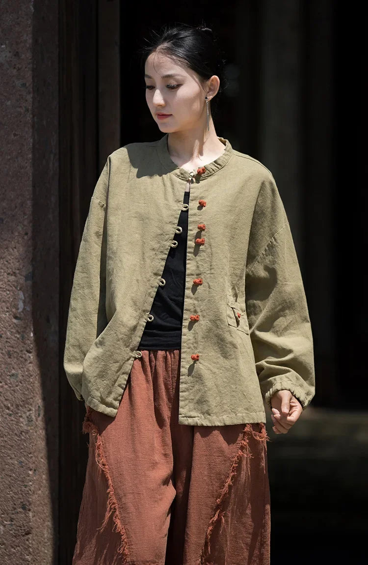 Women's Literary Vintage Ramie Linen Tops