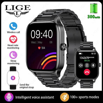 LIGE Fashion Smart Watch Women 1.85” HD Screen Custom Watch Face Women’s Health Monitor Watch Bluetooth Call Sports Smartwatches