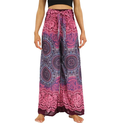 Women's Boho Yoga Rayon Floral Printed Wide Leg Pants
