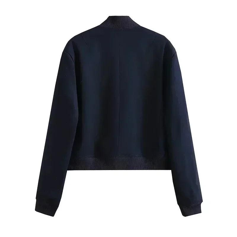 Button bomber cropped jackets woman coat autumn winter outerwear