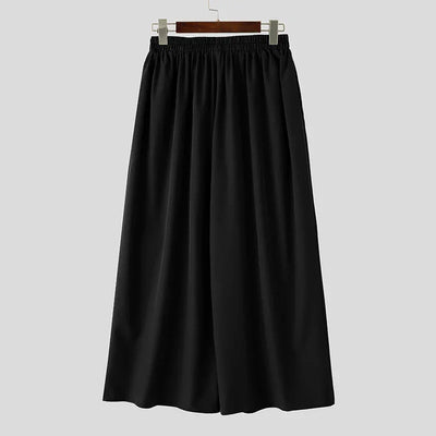 Men Wide Leg Pants Solid Color Joggers Pleated Oversize Casual Trousers Men Elastic Waist 2025 Streetwear Fashion Pants INCERUN