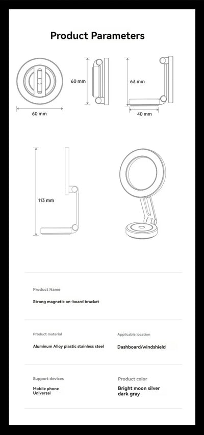 MagSafe Car Mount, Magnetic Hands Free iPhone Car Holder Dashboard for Car Fit for iPhone 15 14 13 12 Pro Max Plus