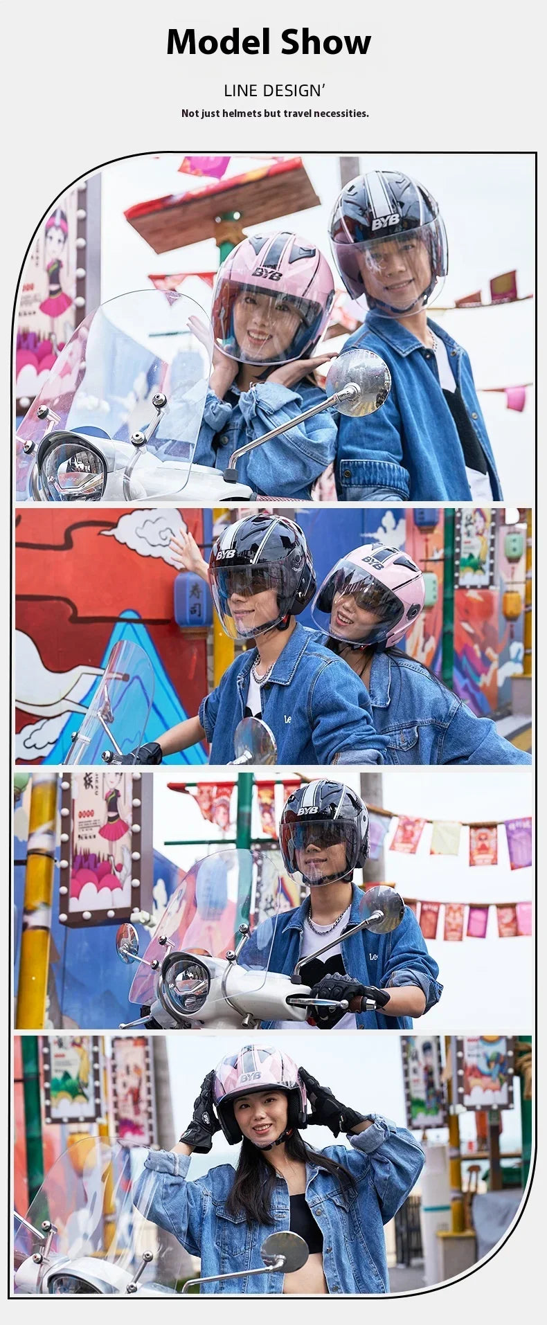 Motorcycle Equipments Open Face Helmet For Men Women Dual Lens Sun Visor Face Shield Top Lightweight Scooter Retro 3/4 Headwear