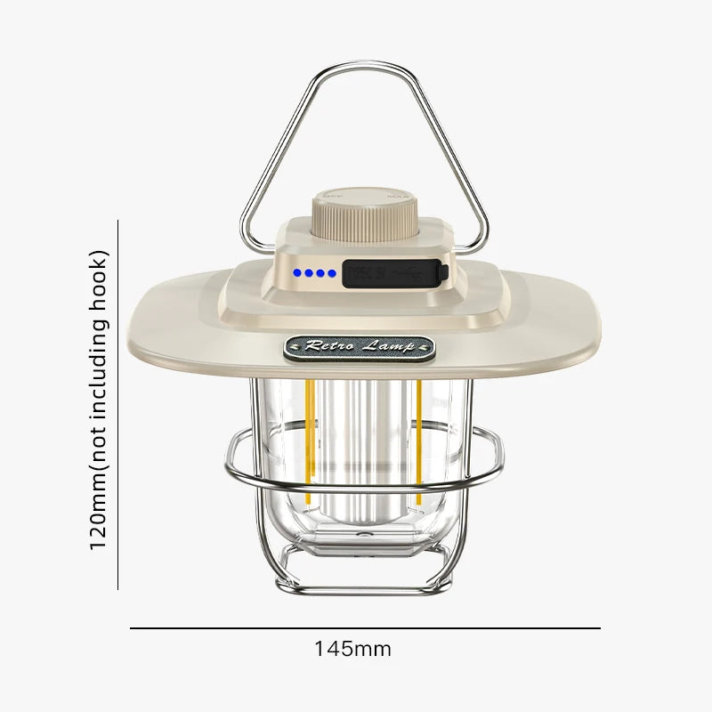 Led Camping Lantern Rechargeable Portable Outdoor Retro Hanging Lamp Stepless Dimming Camping Light Emergency Night Lamps