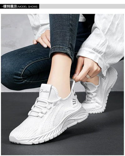 2025 Designer Women Casual Sneakers Sports Shoes Fashion Brand Lace Up Loafers Female Knitted Mesh Breathable Shoes for Women