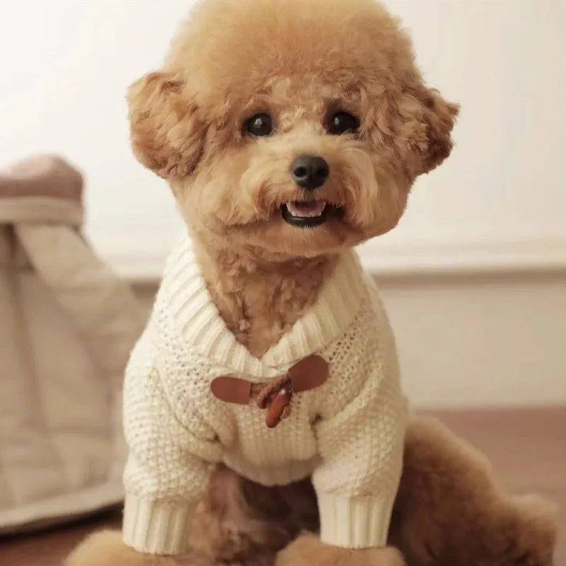 Cute Pet Dog Sweater Winter Dog Warm Clothes Palid Puppy Coat Chihuahua Bichon Yorkie Clothing Sweaters and Hat Set Dog Costume