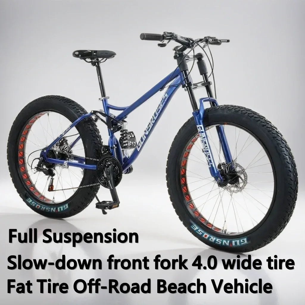 24/26 inch 4.0 tire bike snow beach bike disc brake Downhill Bike Full Suspension MTB variable speed soft tail Mountain Bicycle
