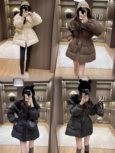 Medium Length Parkas Woman Blouson Outdoor Clothes Jackets Discount Loose Casual Lined Cold Elegant Hot Down Coats for Women