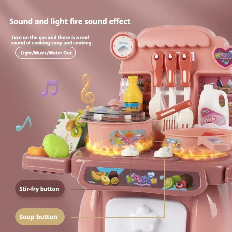 Simulated Kitchen Toys Kitchenware Lighting and Sounds Cooking Game Set Children Fun Educational Toy Educational Toys Boys Girls