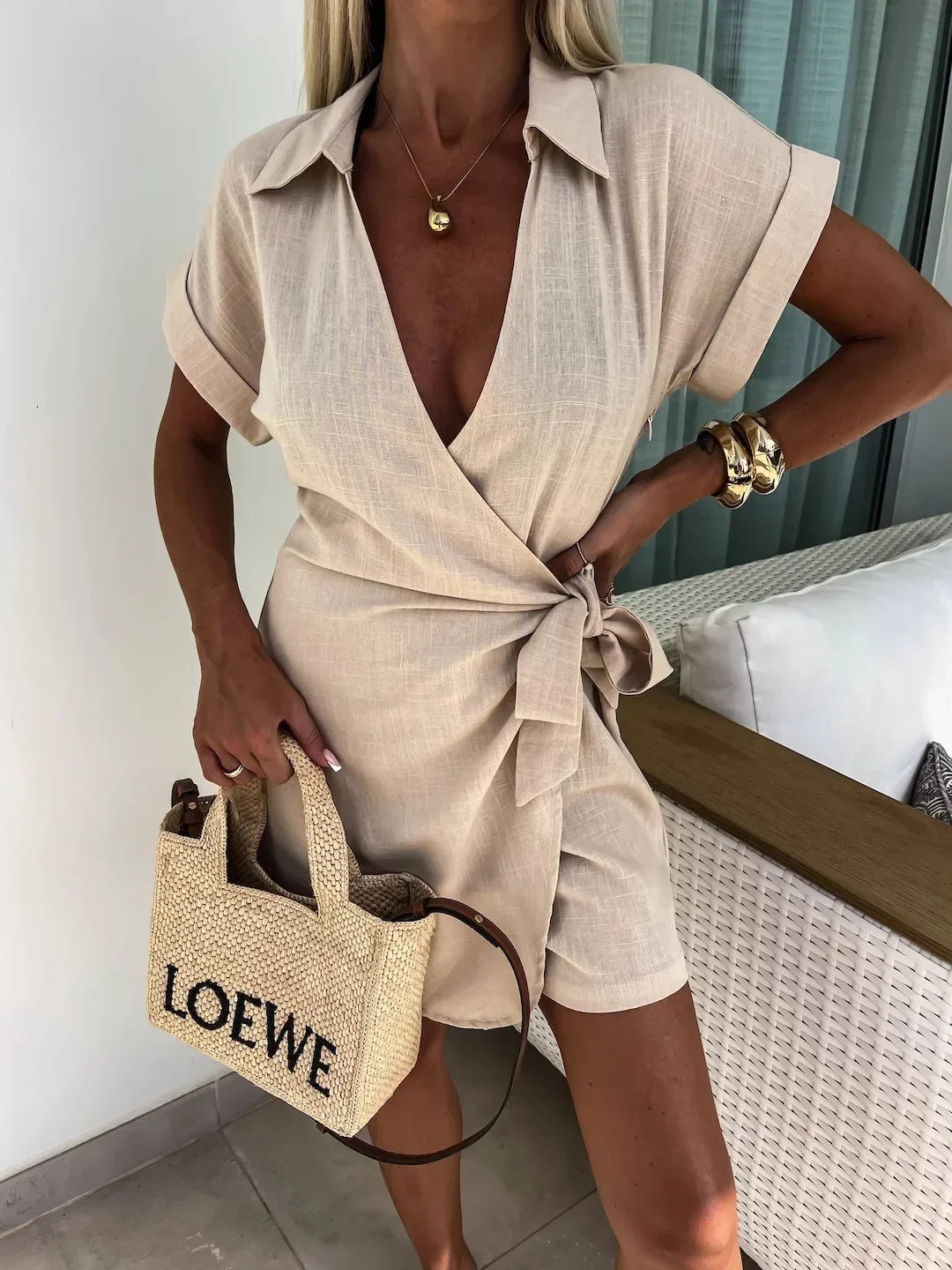 Jumpsuit Women Overalls Letter Print V Neck Cotton Linen Bodysuits Loose Trousers Summer Romper Sexy Streetwear Elegant Bodysuit