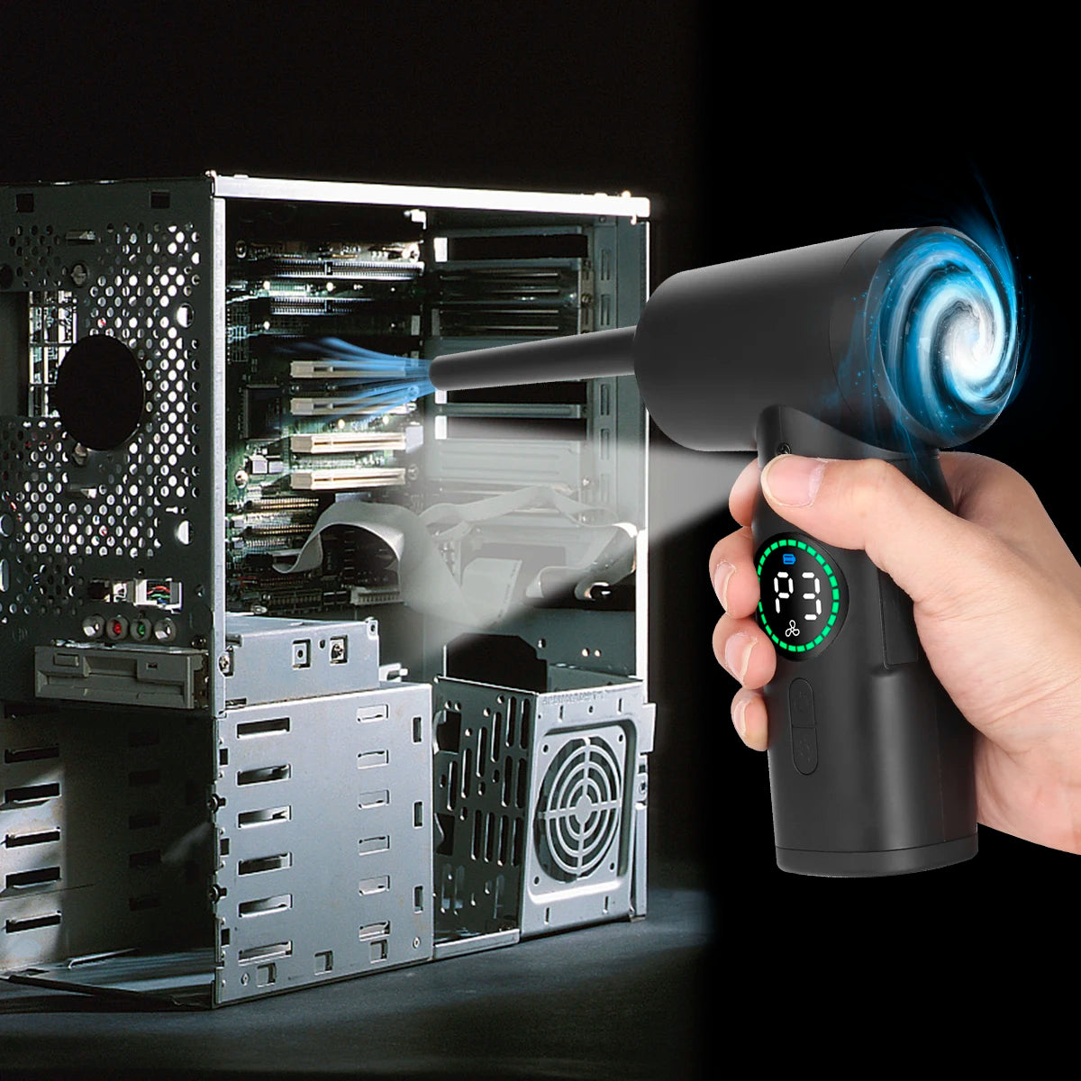 100W Cordless Air Duster Compressed Air Blower Electric Wireless Air Gun Computer Keyboard Camera Cleaning Dust Blowing Gun